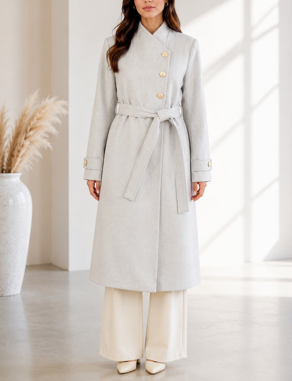 Ladies Stone Side Collar Melton Coat - StylePhase SA