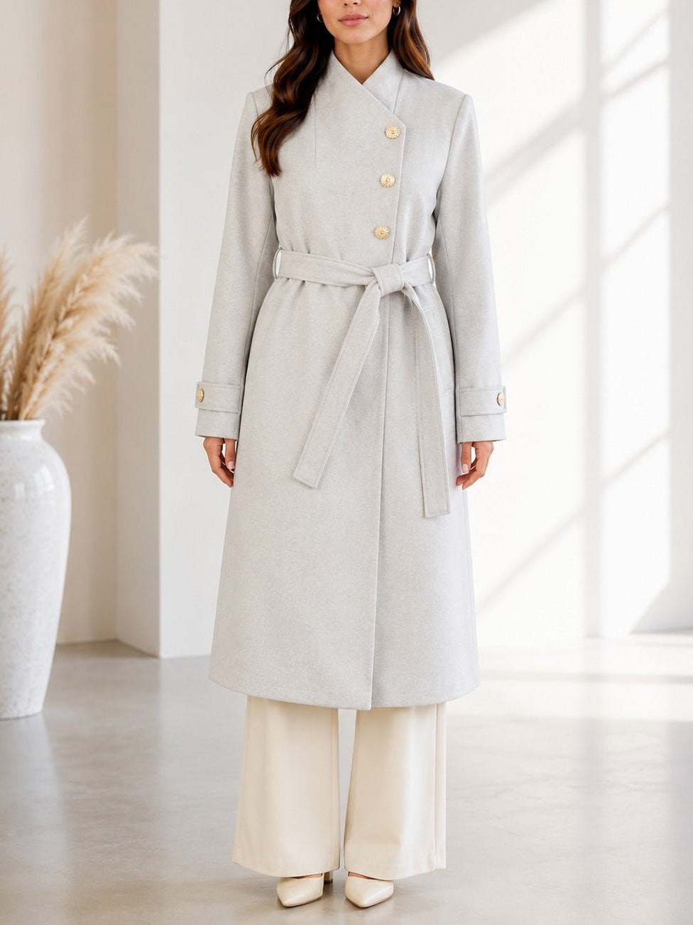 Ladies Stone Side Collar Melton Coat - StylePhase SA
