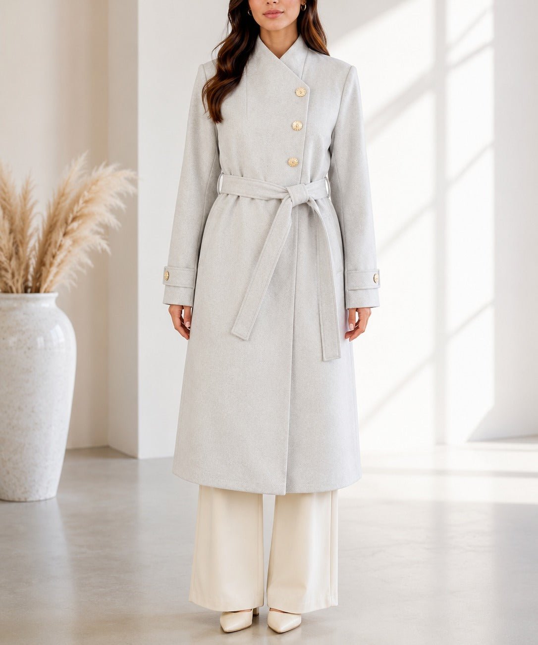 Ladies Stone Side Collar Melton Coat - StylePhase SA