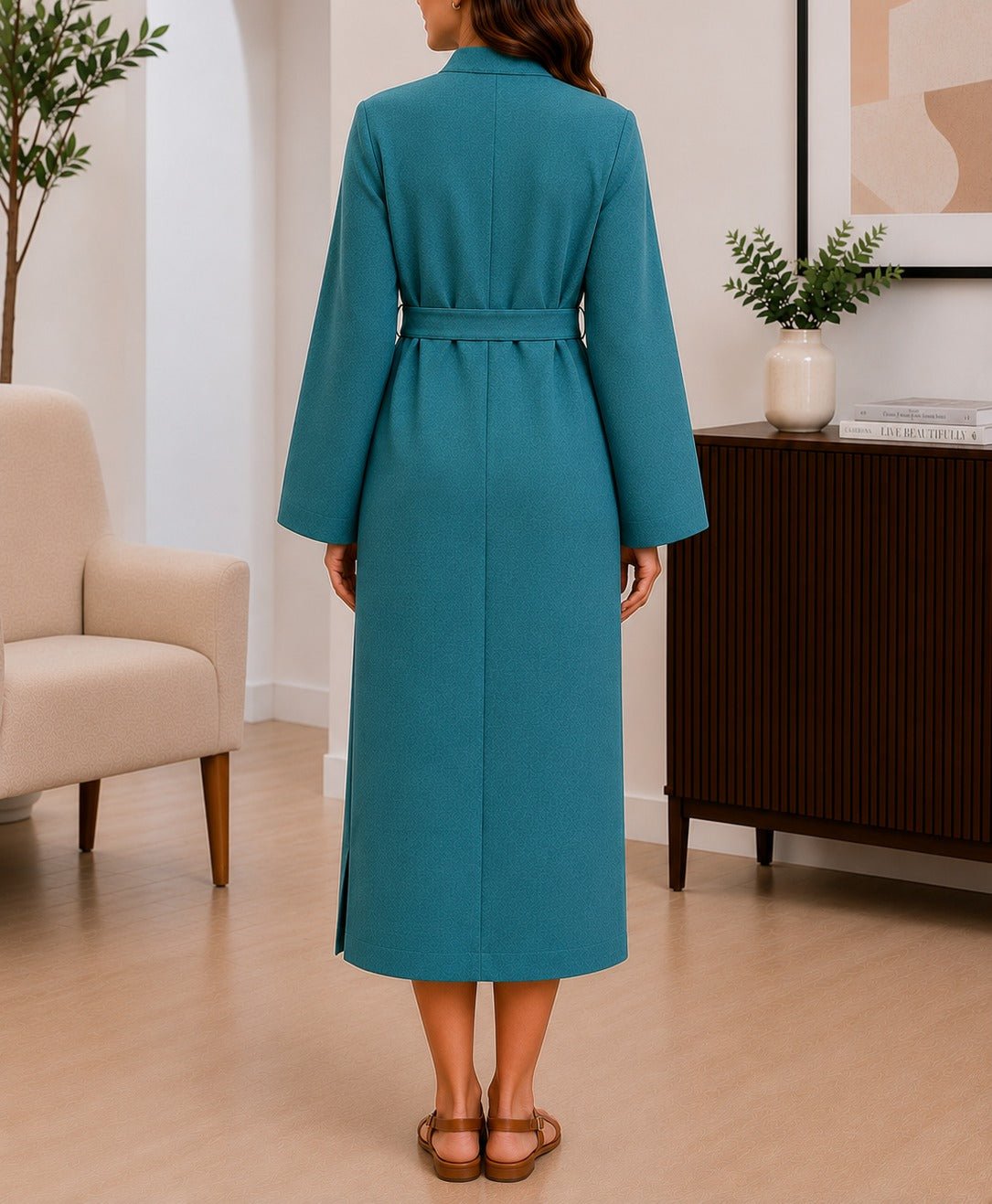 Ladies Teal Belted Peplum Midi Dress - StylePhase SA