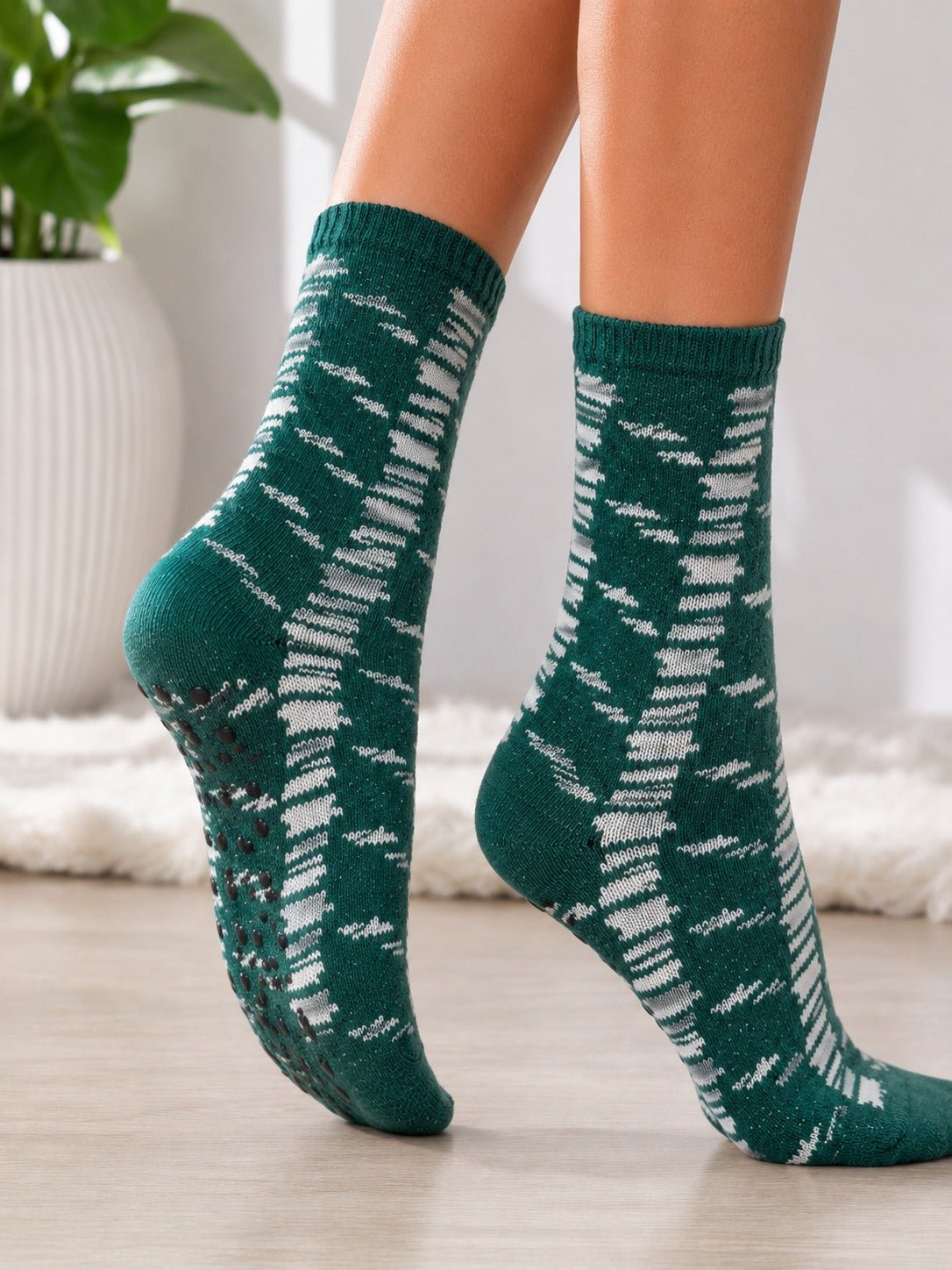 Ladies Thermal Long Slipper Socks - Green - StylePhase SA