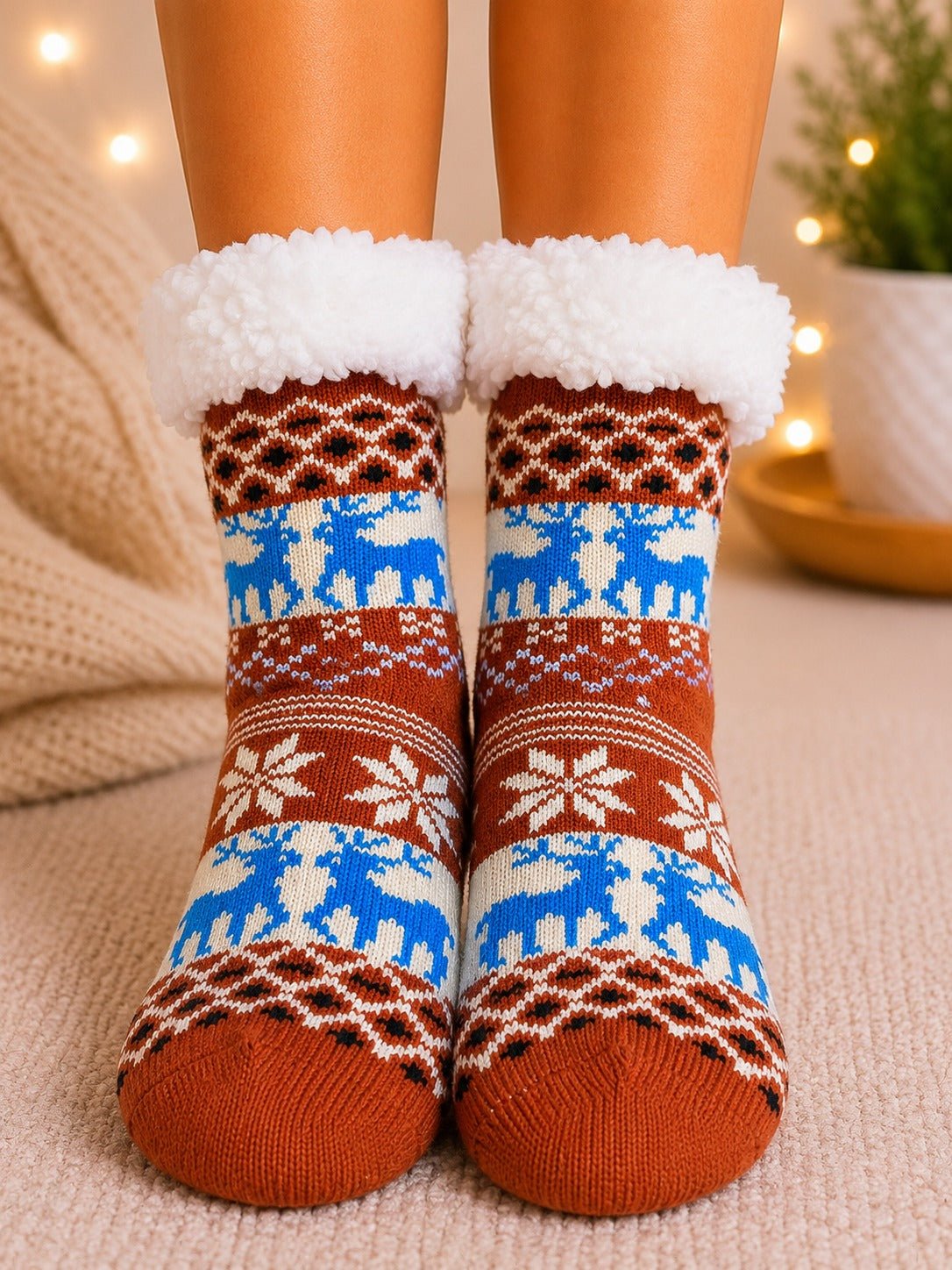 Ladies Thermal Slipper Socks - Rust - StylePhase SA