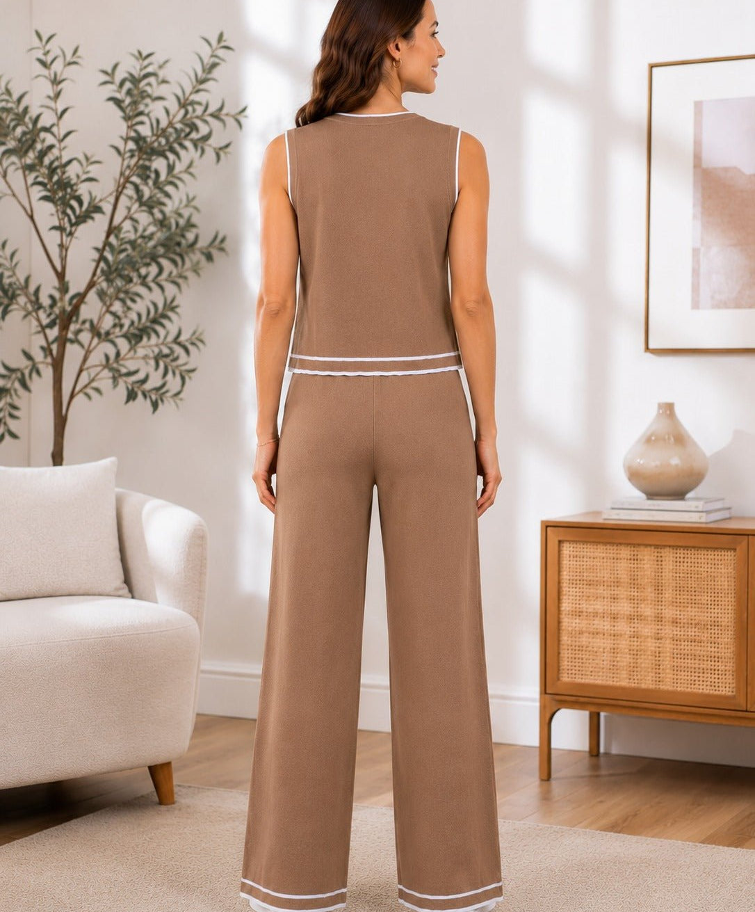 Ladies Two-Piece Brown Set- New Feeling - StylePhase SA
