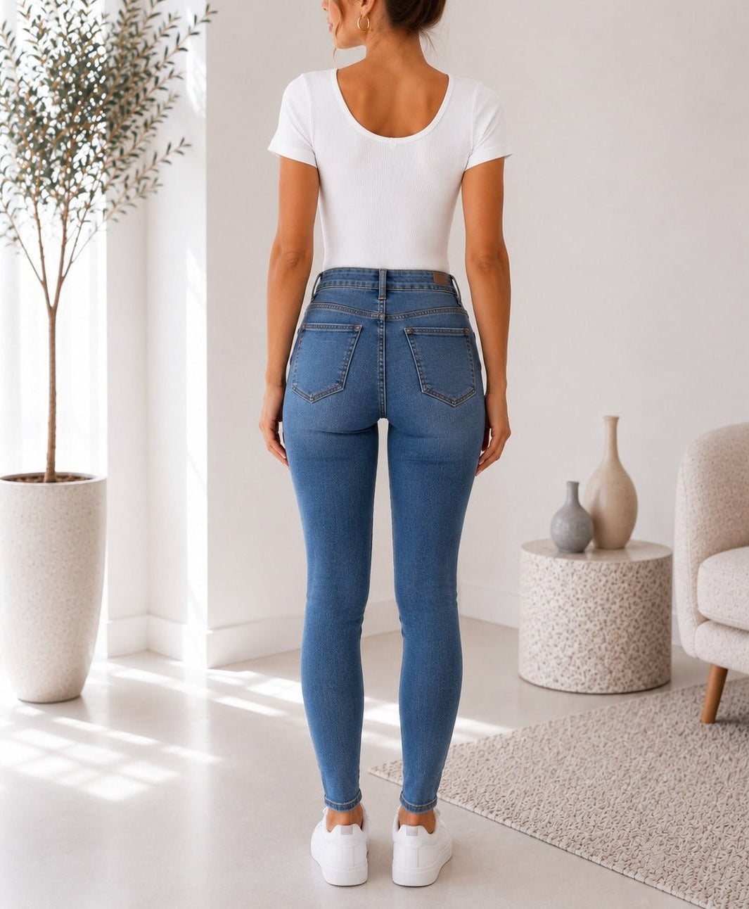 Ladies White Ribbed Short Sleeve Bodysuit - StylePhase SA