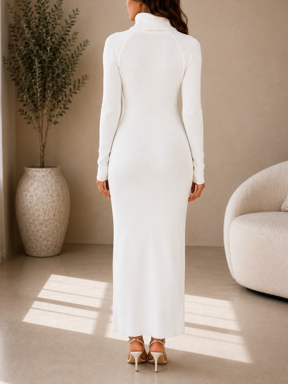 Ladies White Turtleneck Maxi Dress - StylePhase SA