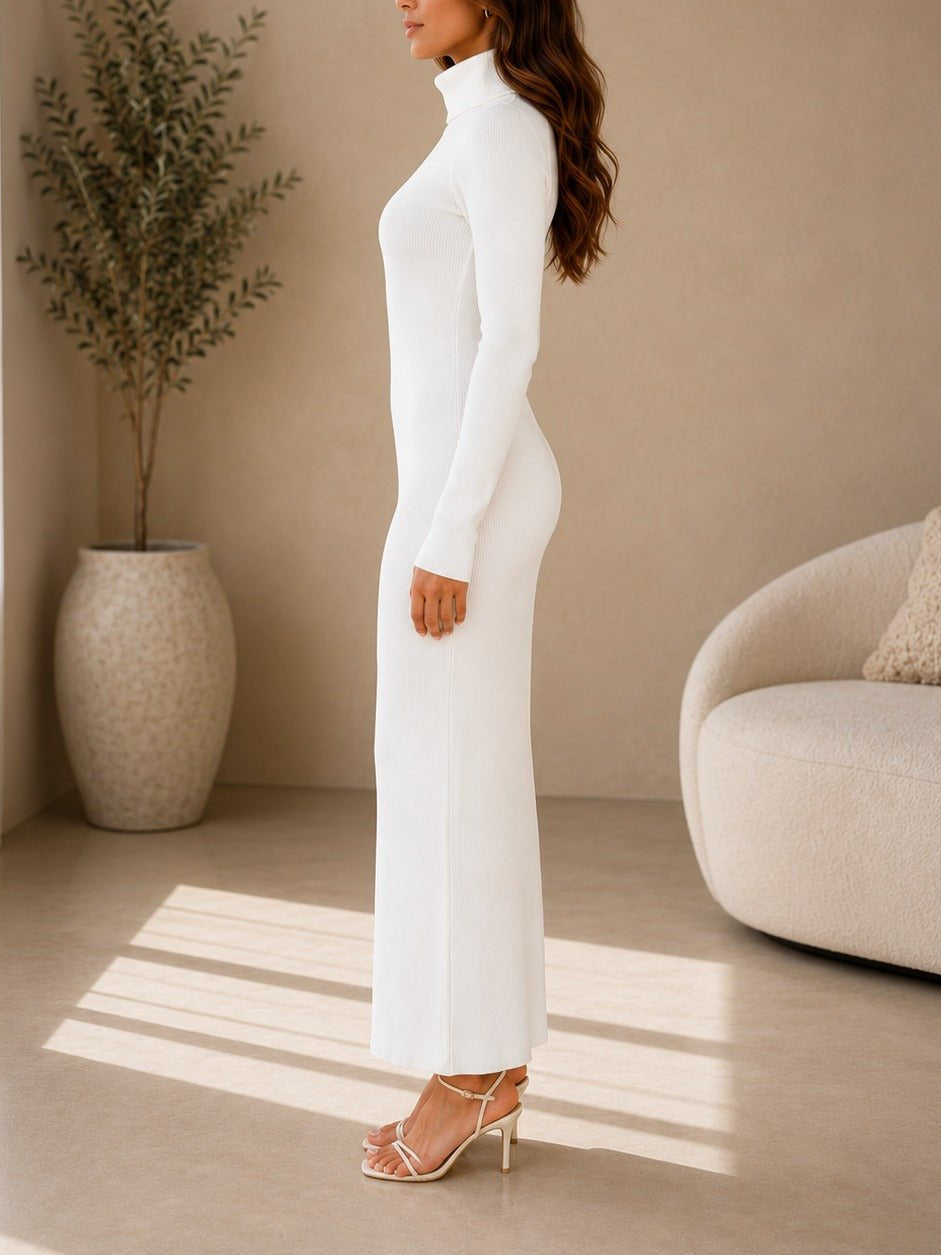 Ladies White Turtleneck Maxi Dress - StylePhase SA