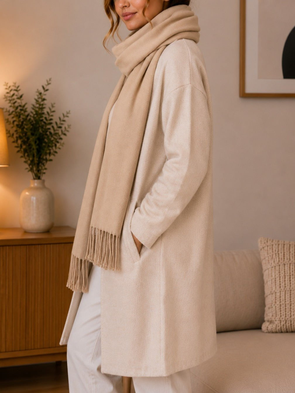 Ladies Winter Scarf - Beige - StylePhase SA