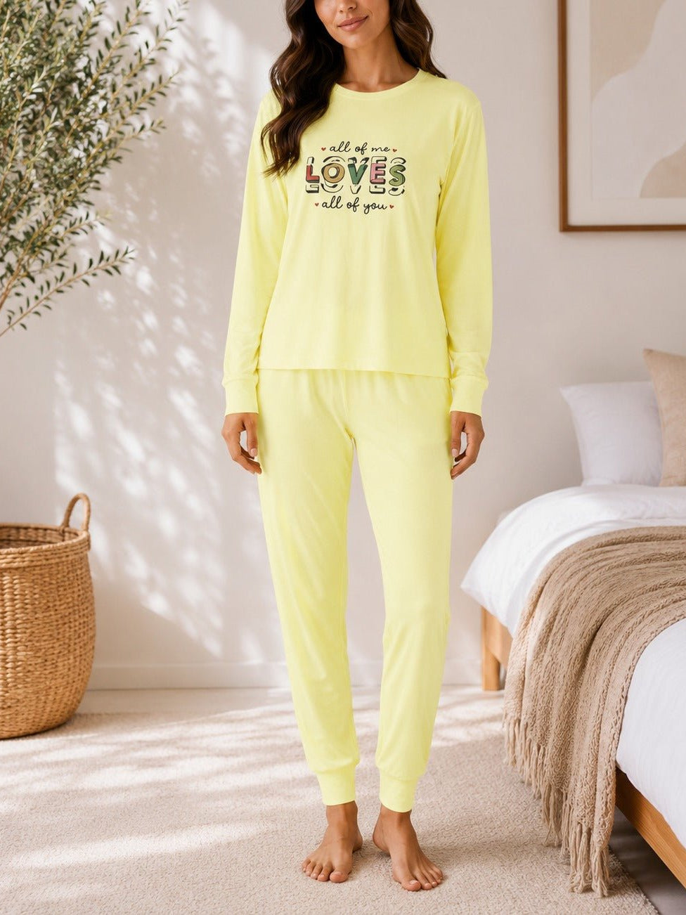Ladies Yellow Pj Set -All Of Me Loves All Of You - StylePhase SA