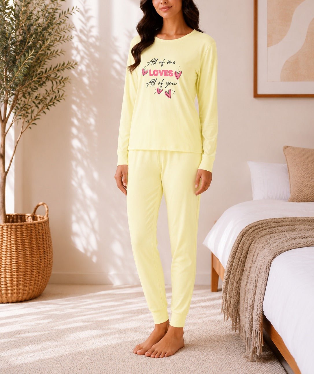 Ladies Yellow Pj Set -All Of Me Loves All Of You - StylePhase SA