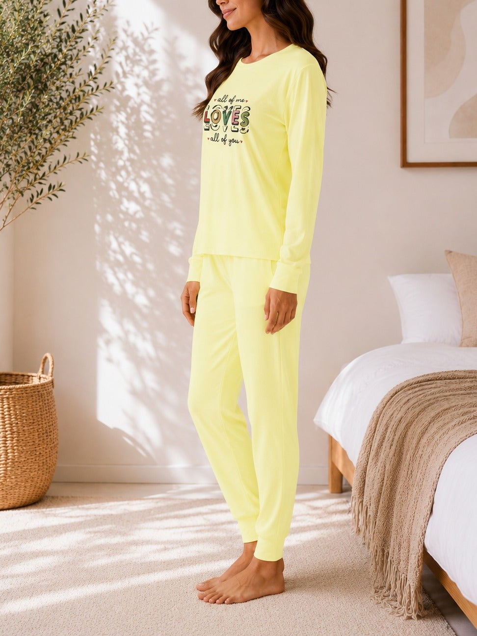 Ladies Yellow Pj Set -All Of Me Loves All Of You - StylePhase SA
