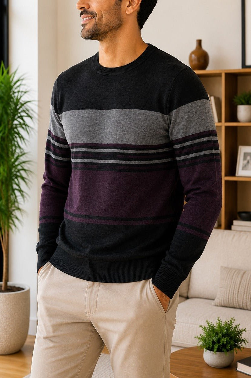 Men's Black And Maroon Knit Jersey - StylePhase SA