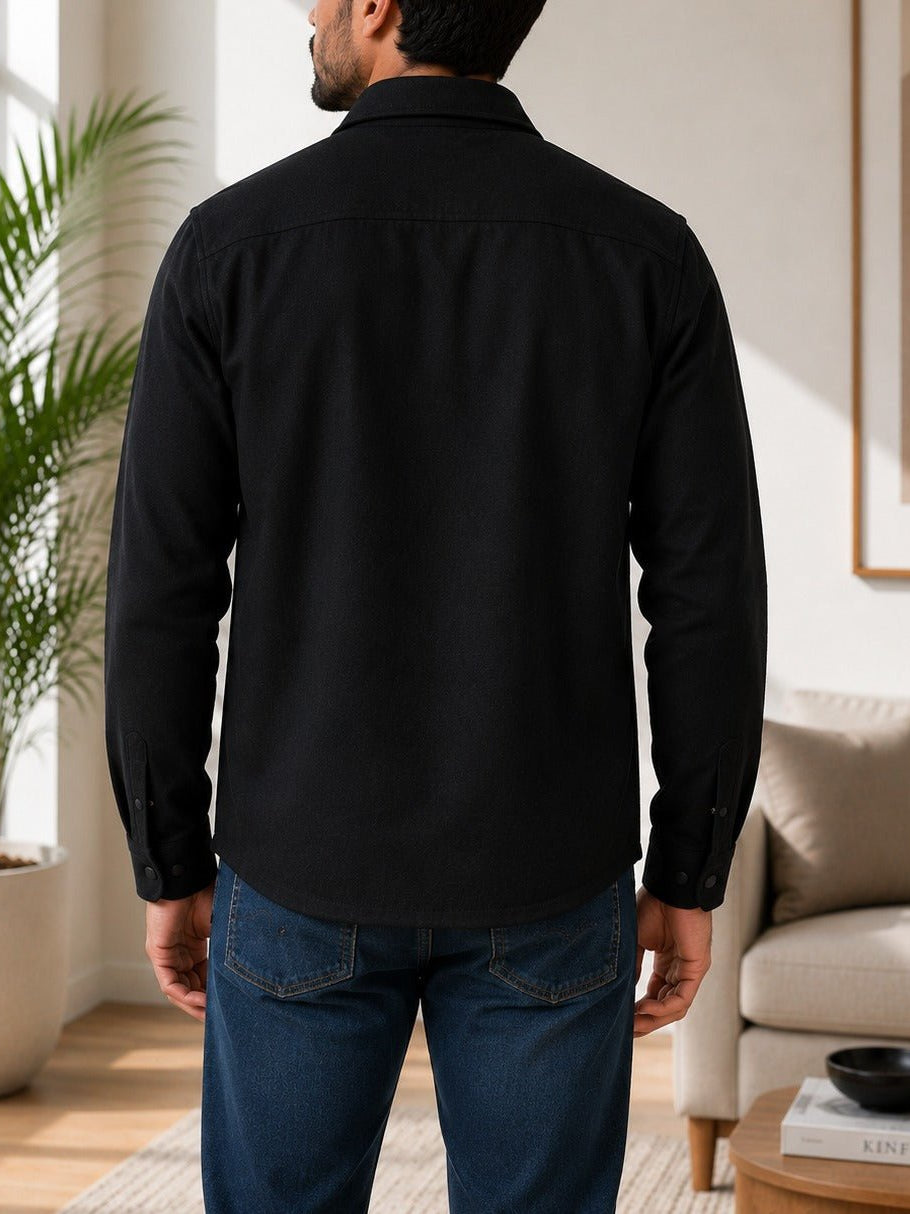 Men's Black Melton Shacket - StylePhase SA