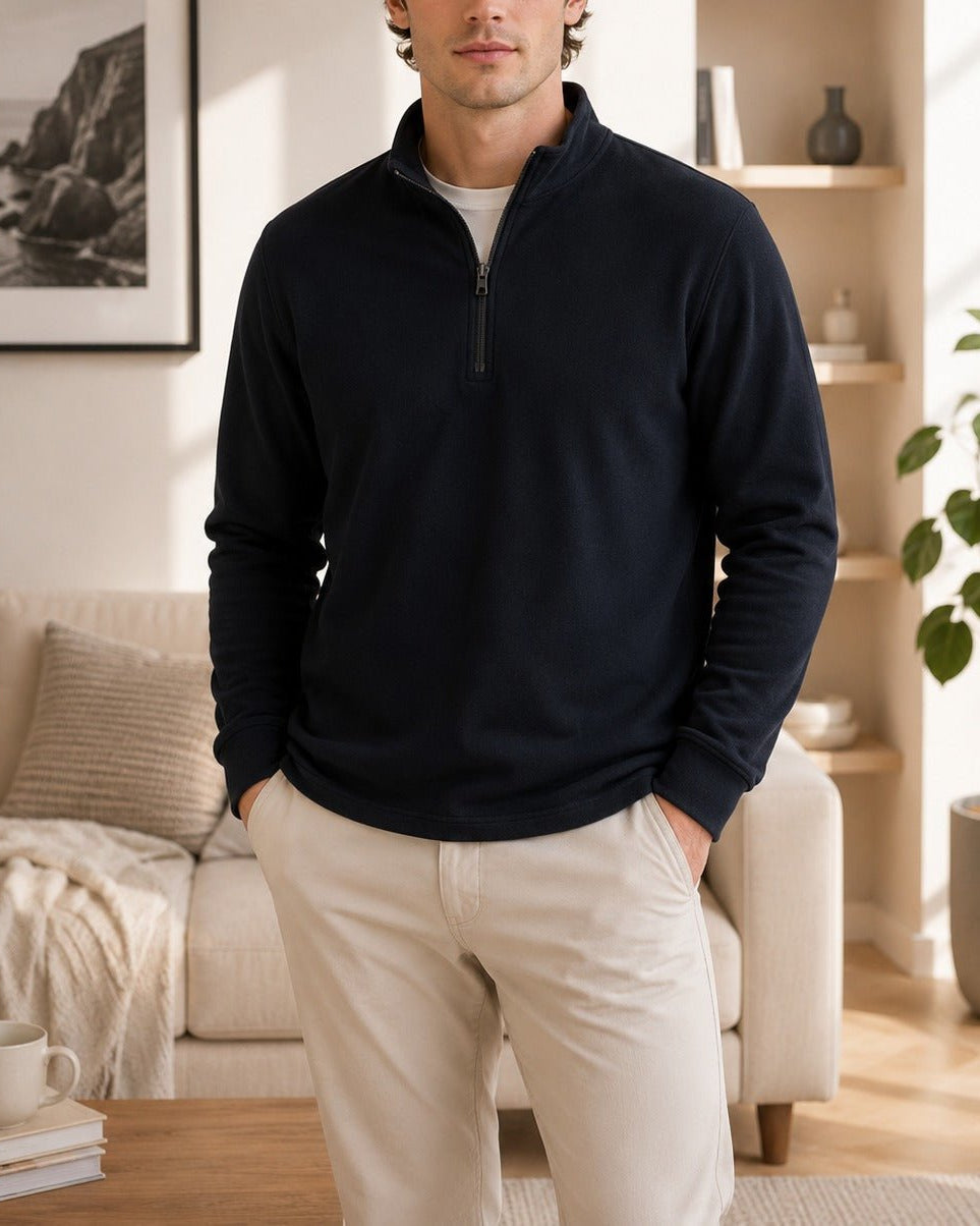 Mens Black Neck Zip Fleece Jacket - StylePhase SA