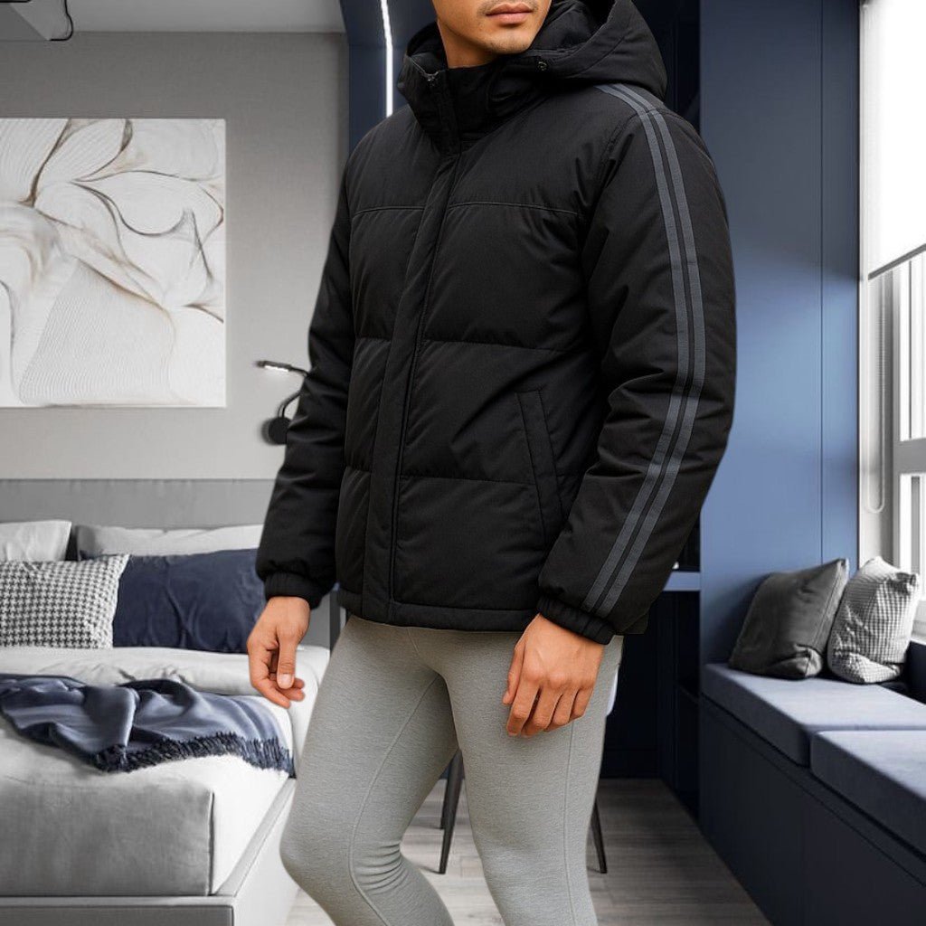 Mens Black Stripe Hoody Jacket - StylePhase SA