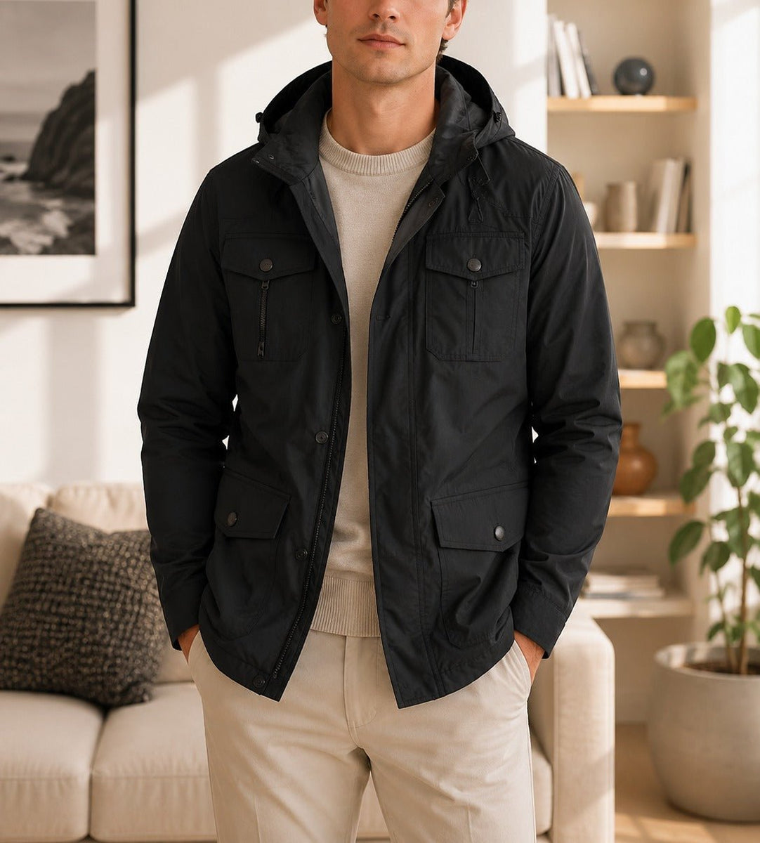 Men's Black Waterproof Jacket – StylePhase SA