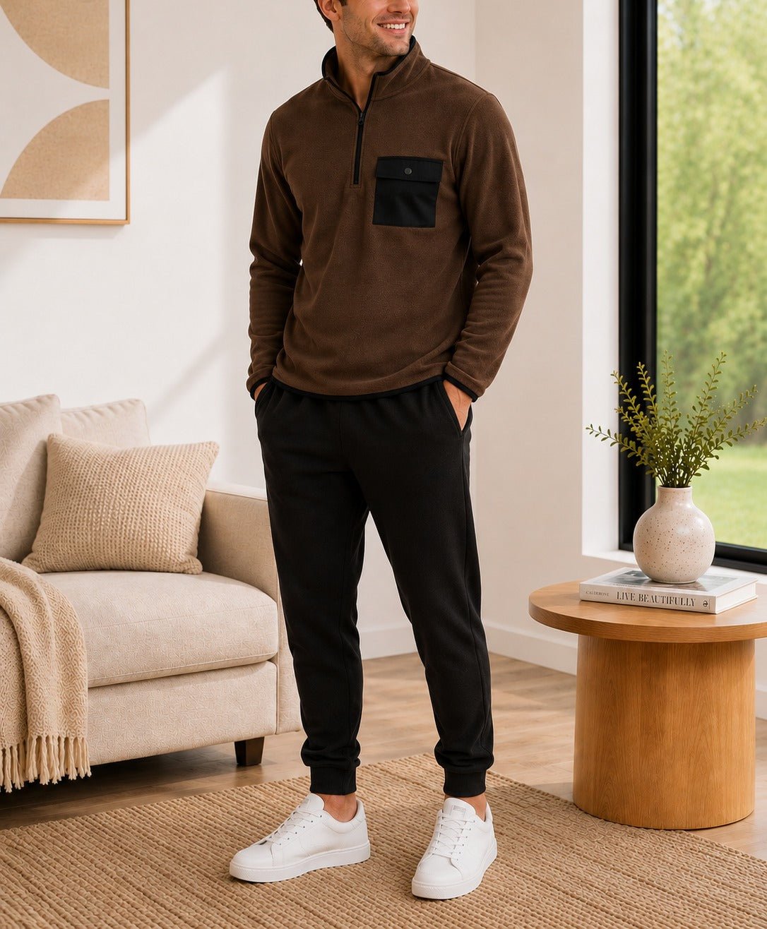 Mens Brown Fleece Sweater - StylePhase SA