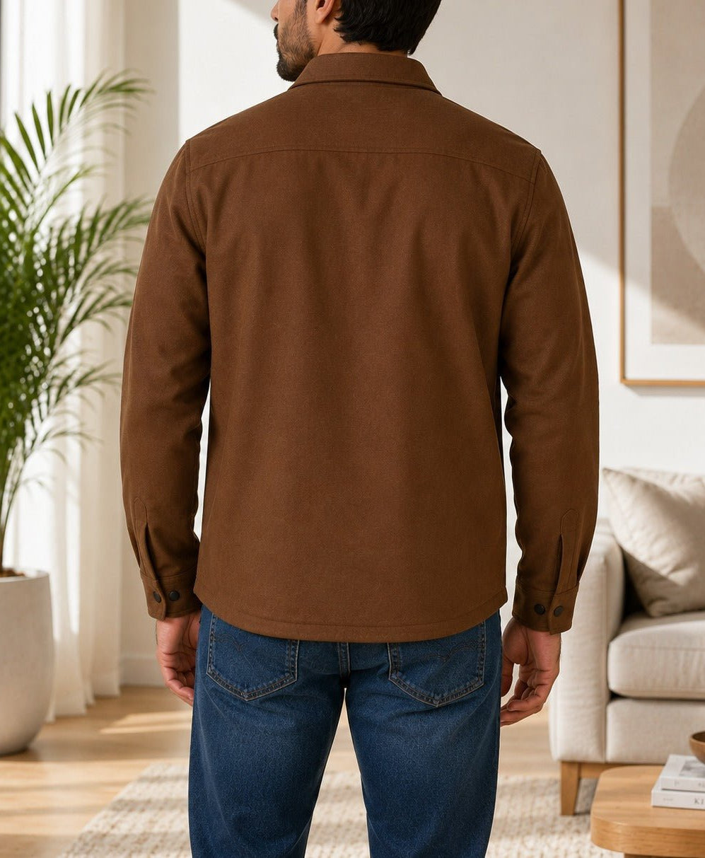 Men's Brown Melton Shacket - StylePhase SA