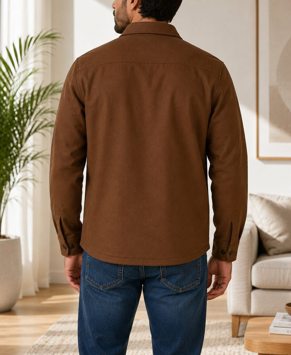 Men's Brown Melton Shacket - StylePhase SA