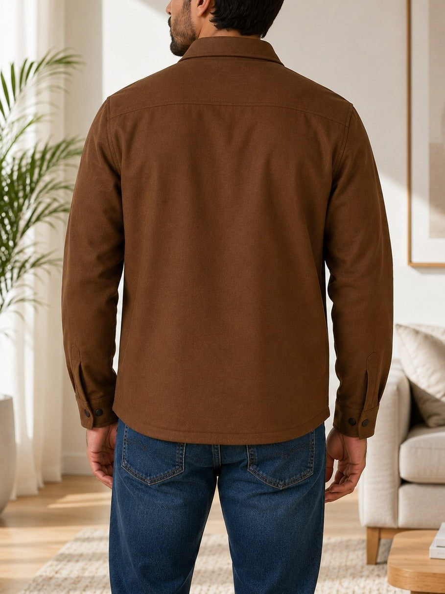 Men's Brown Melton Shacket - StylePhase SA