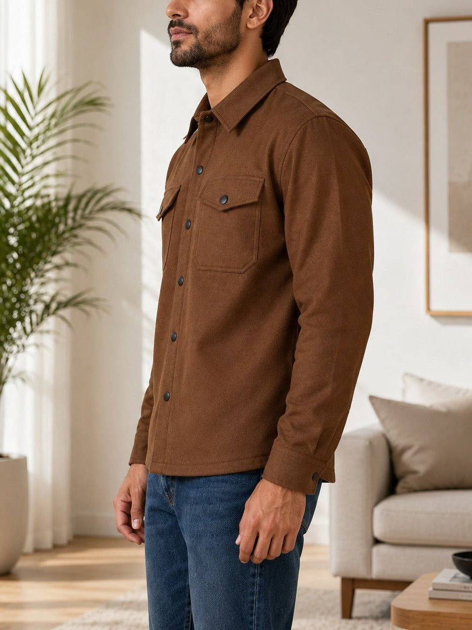 Men's Brown Melton Shacket - StylePhase SA
