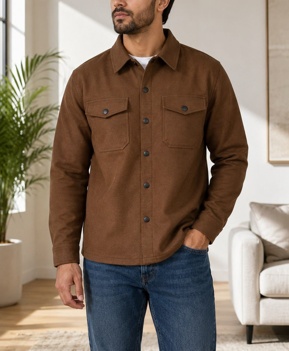Men's Brown Melton Shacket - StylePhase SA