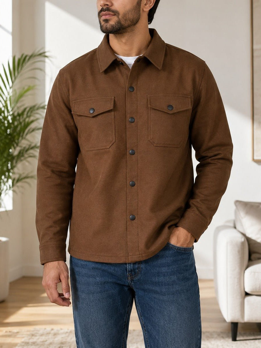 Men's Brown Melton Shacket - StylePhase SA