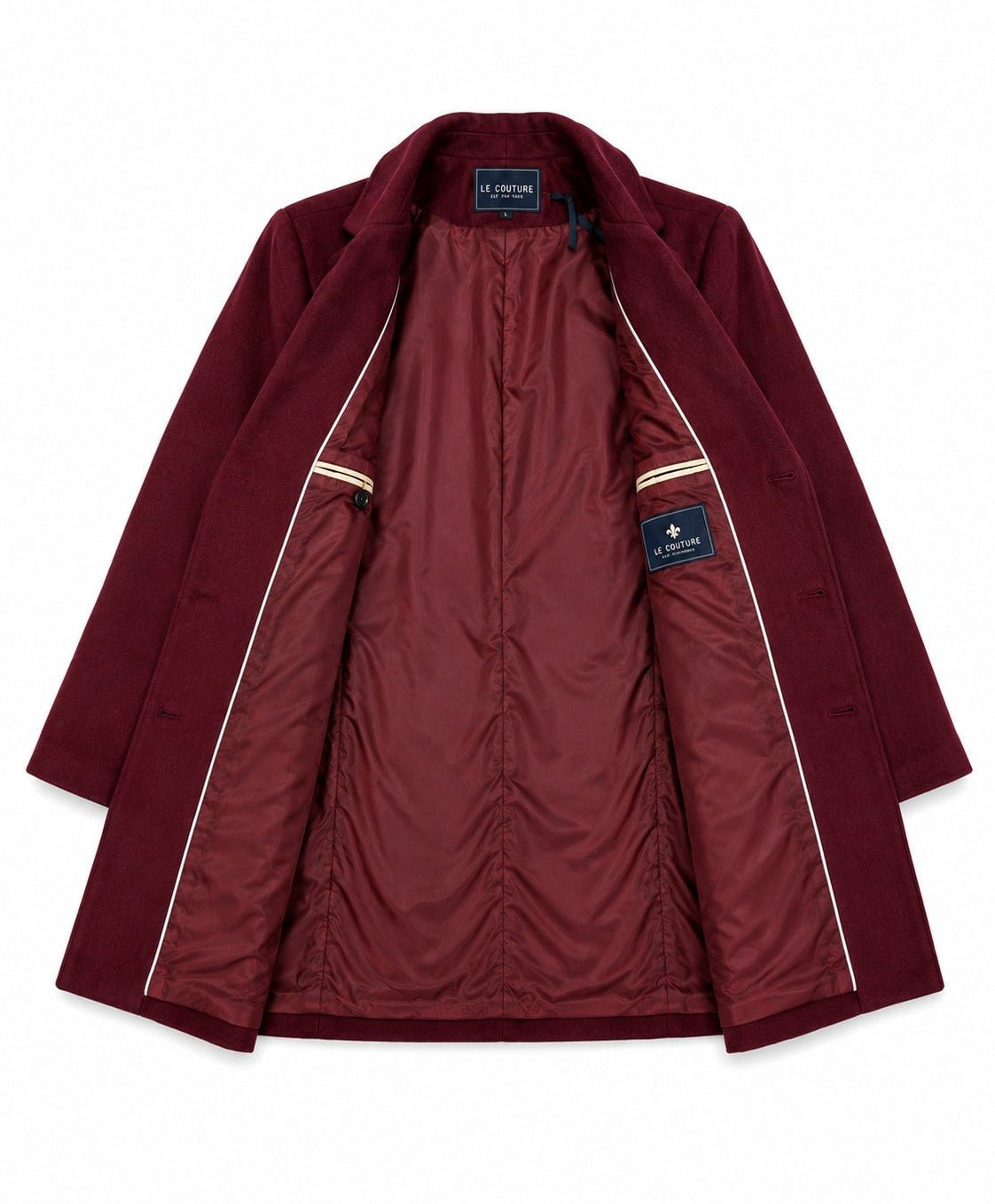 Men's Burgundy Double Breasted Melton Coat - StylePhase SA