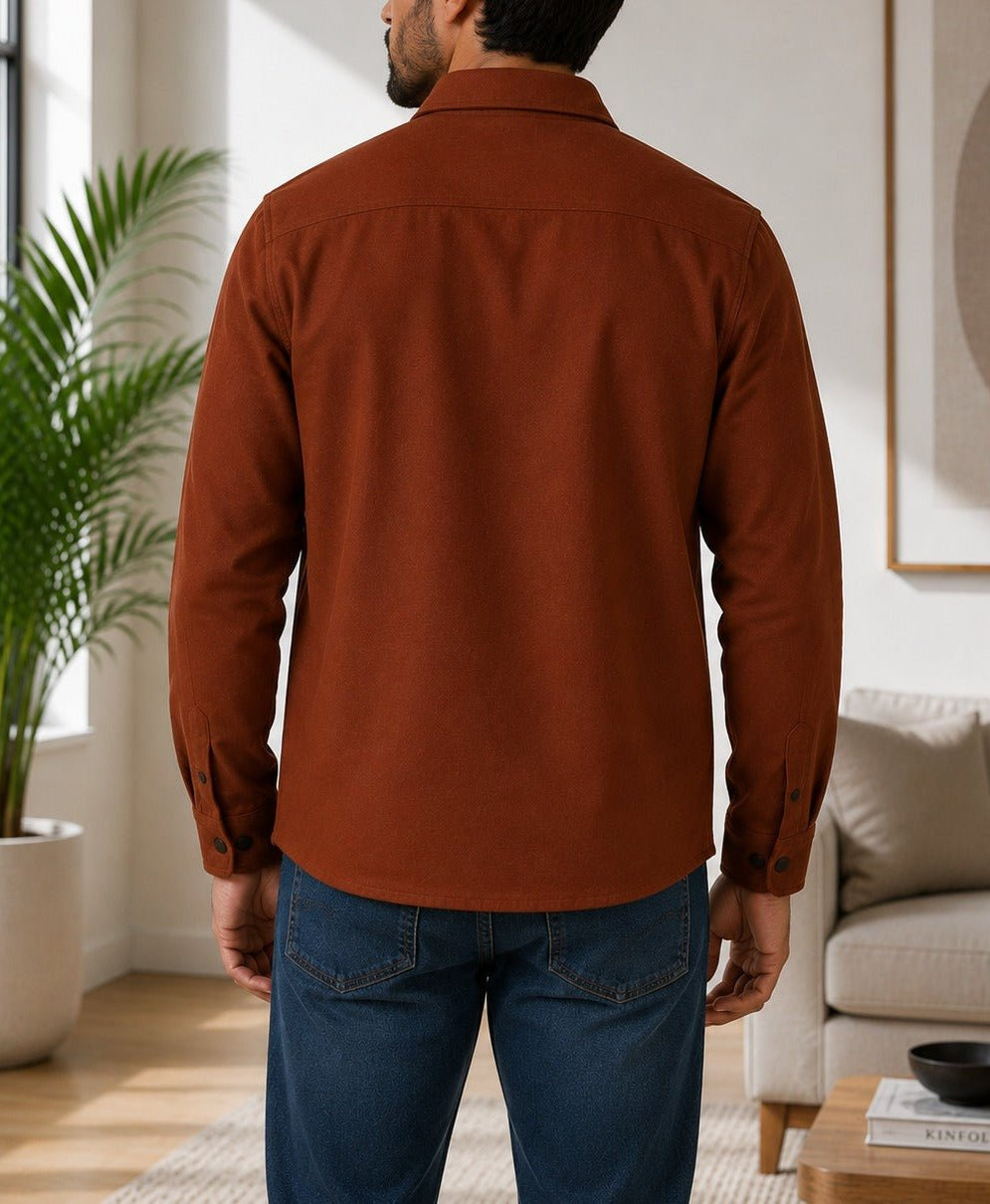 Men's Burnt Umber Melton Shacket - StylePhase SA