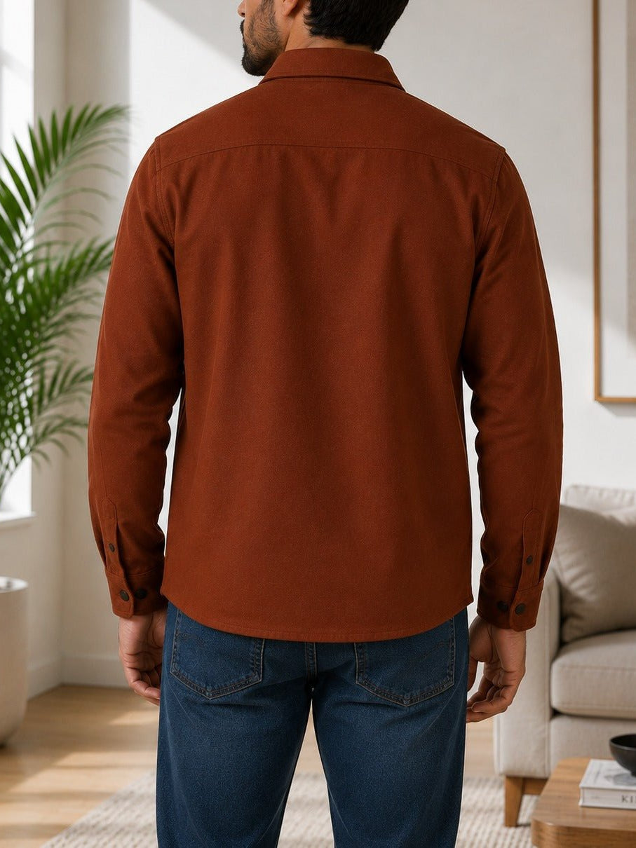 Men's Burnt Umber Melton Shacket - StylePhase SA