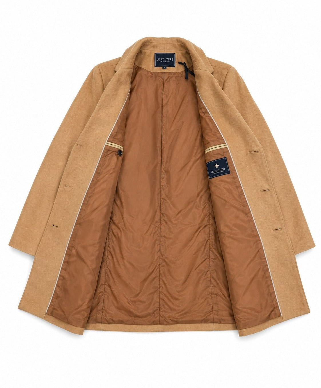 Men's Camel Double Breasted Melton Coat - StylePhase SA