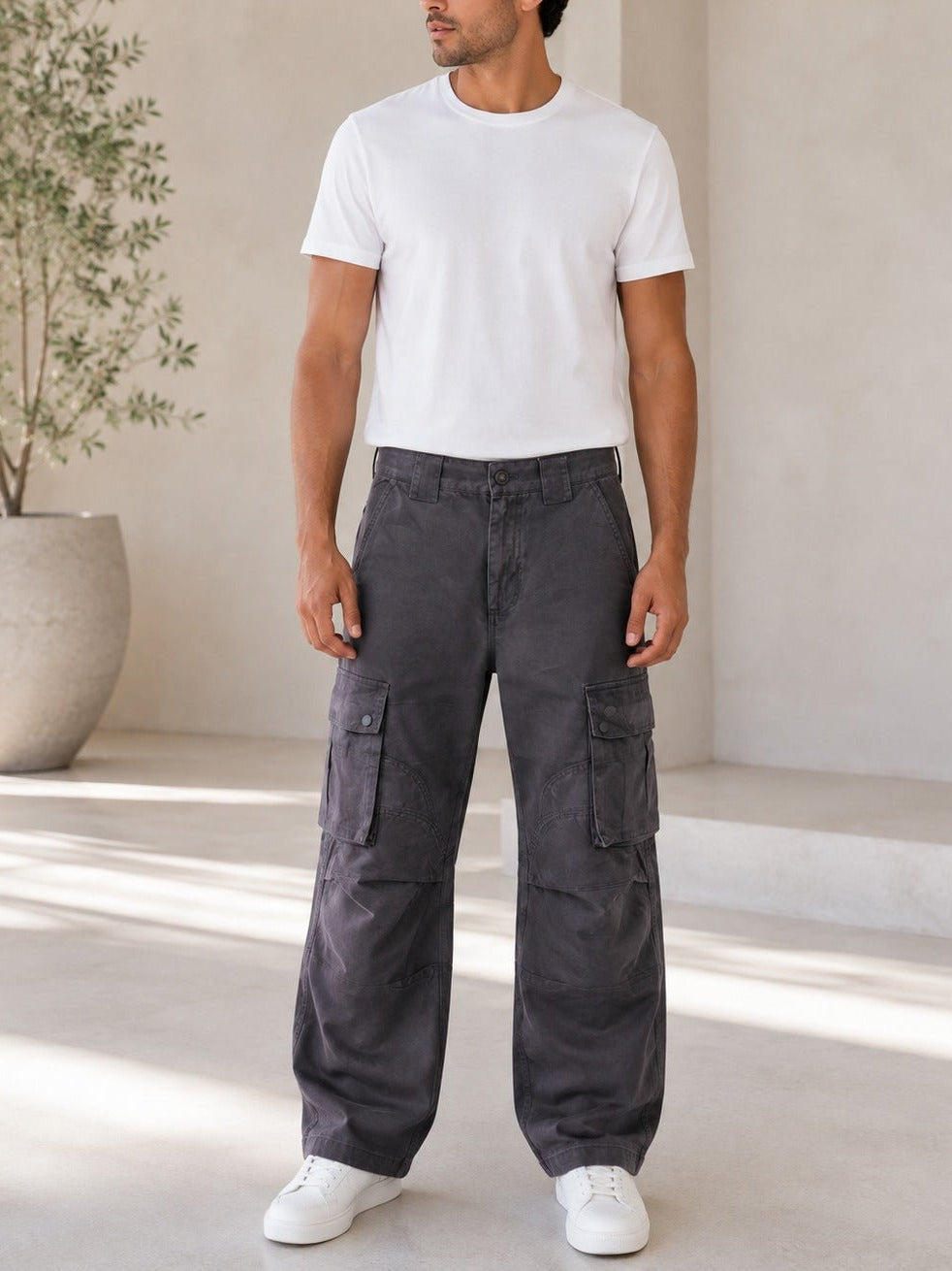 Men's Charcoal Grey Cargo Pants - StylePhase SA