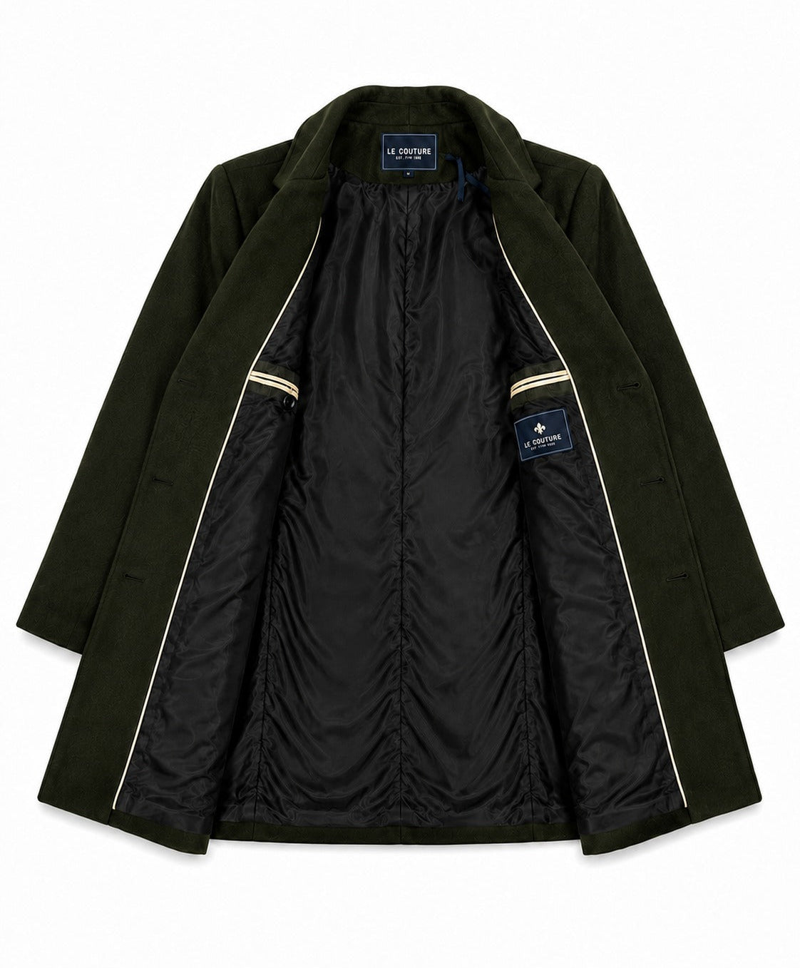 Men's Dark Green Double Breasted Melton Coat - StylePhase SA