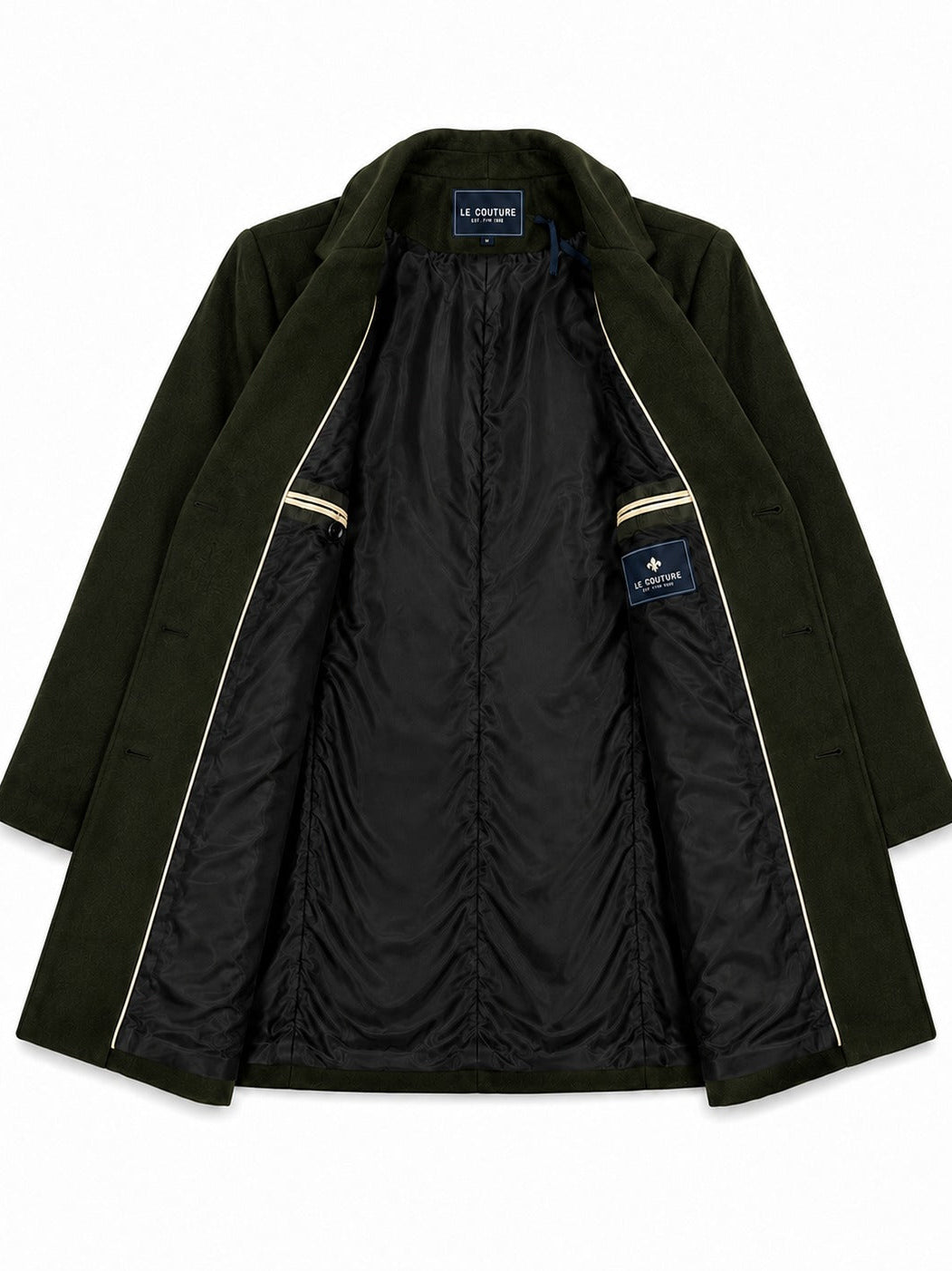 Men's Dark Green Double Breasted Melton Coat - StylePhase SA