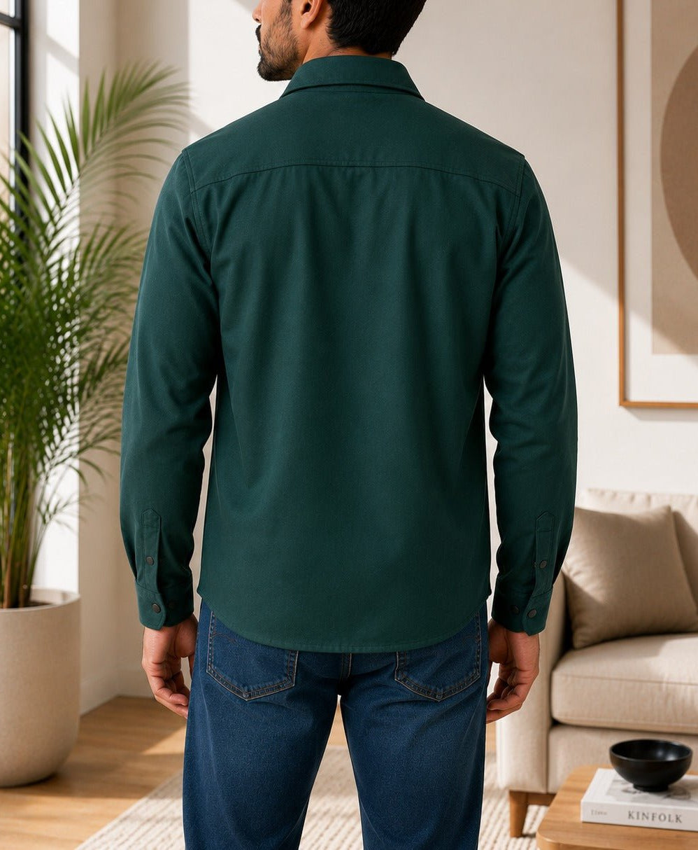 Men's Dark Green Melton Shacket - StylePhase SA