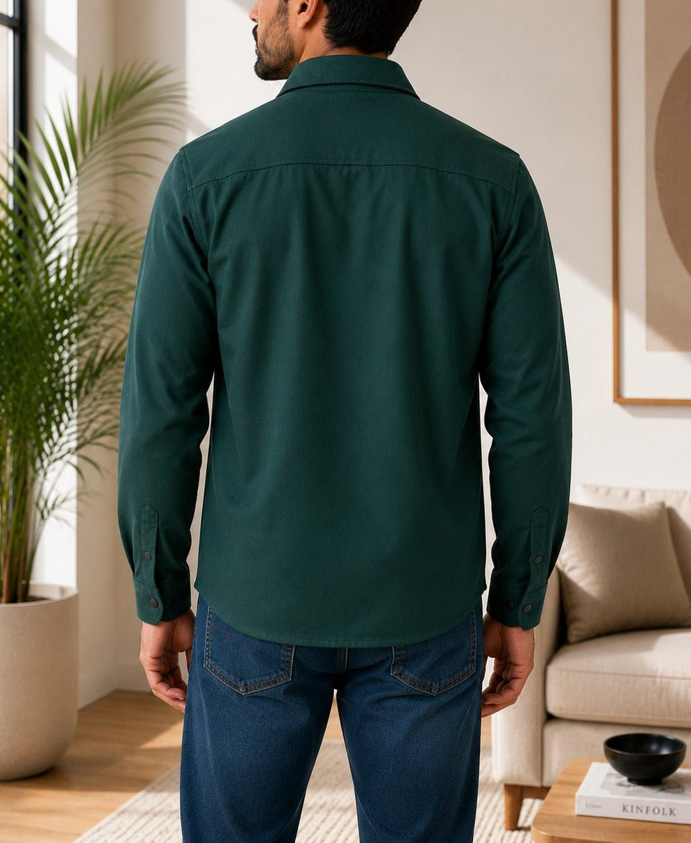 Men's Dark Green Melton Shacket - StylePhase SA