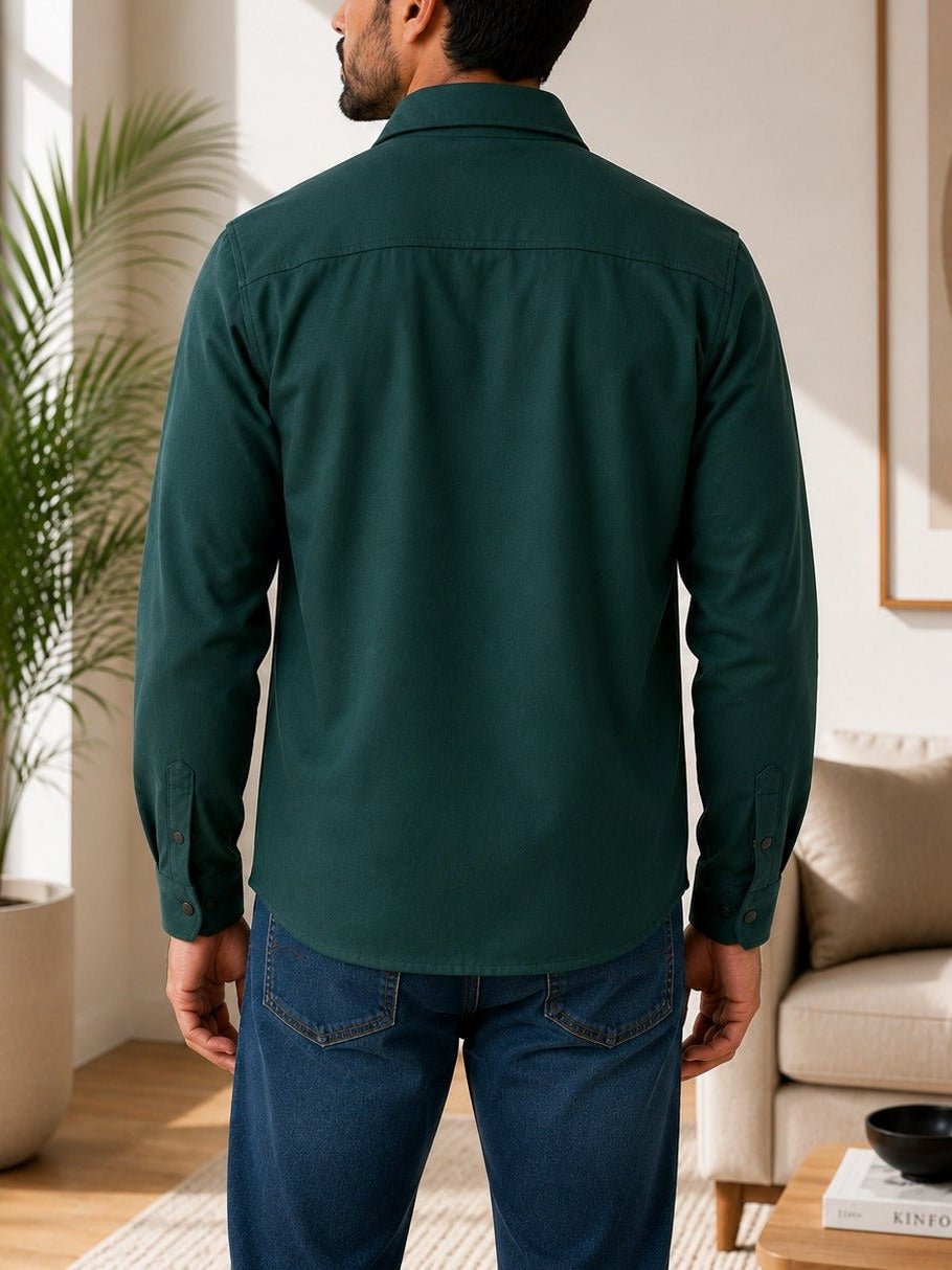 Men's Dark Green Melton Shacket - StylePhase SA