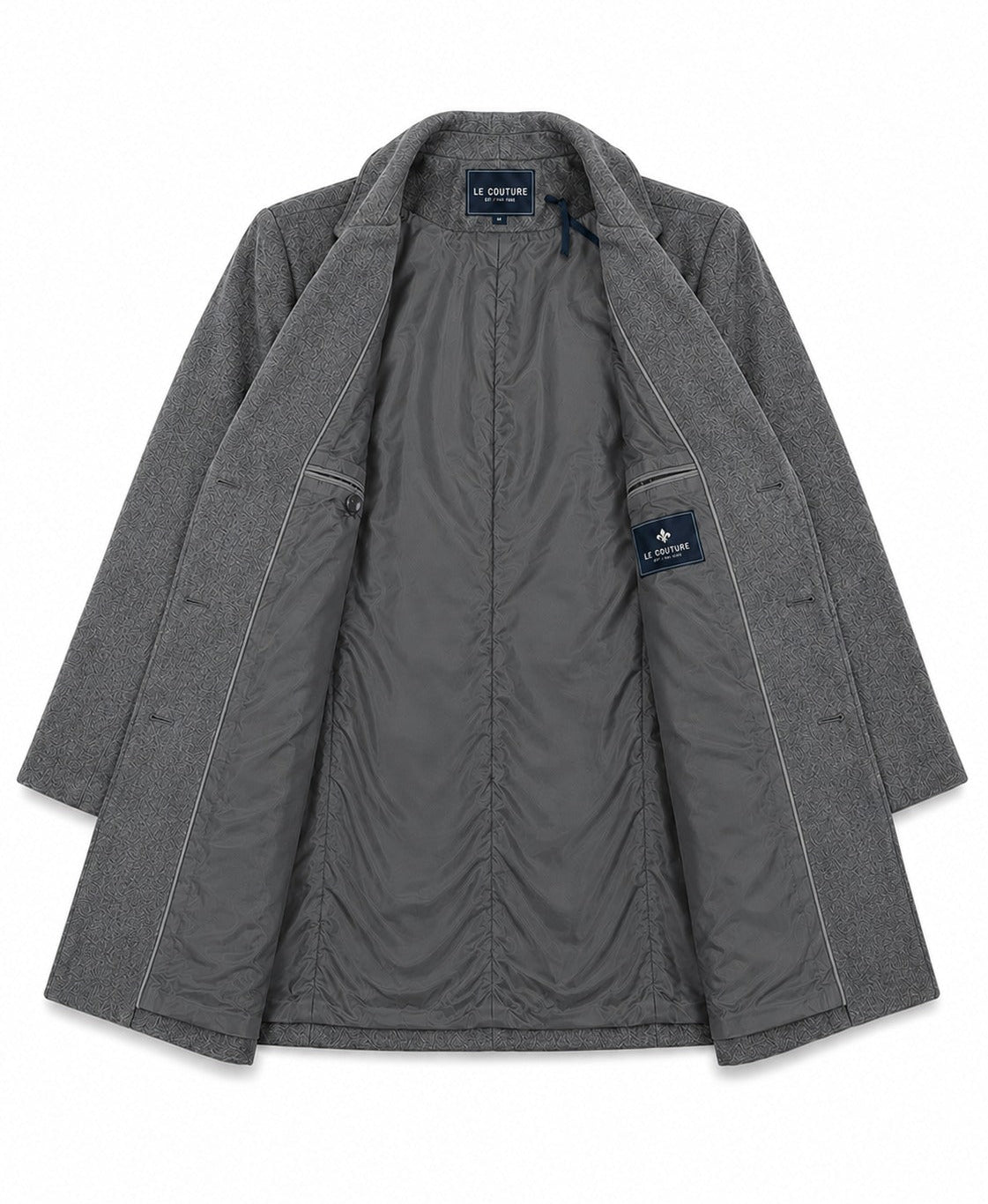 Men's Grey Double Breasted Melton Coat - StylePhase SA