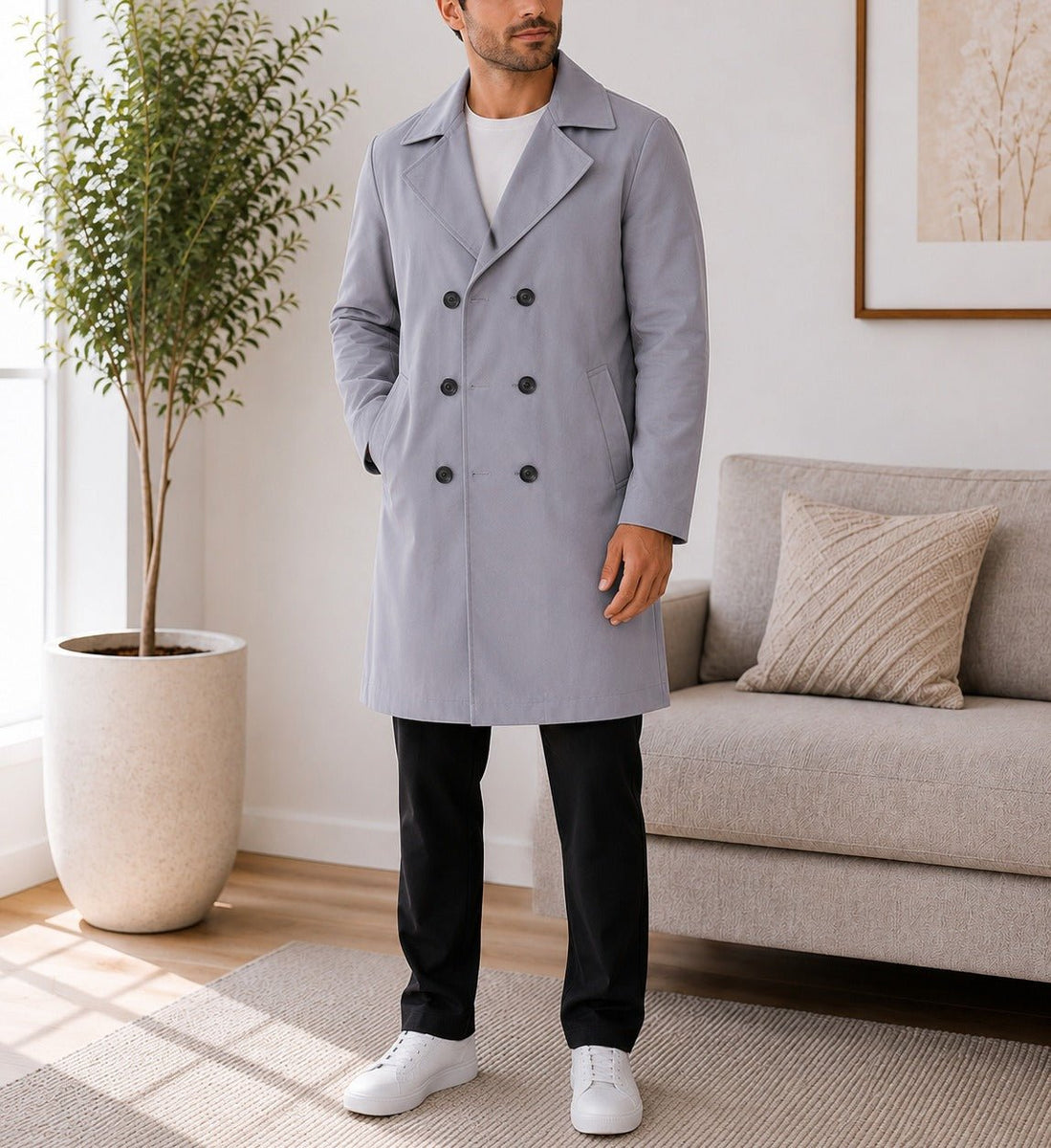 Mens Grey Lined Melton Coat – StylePhase SA
