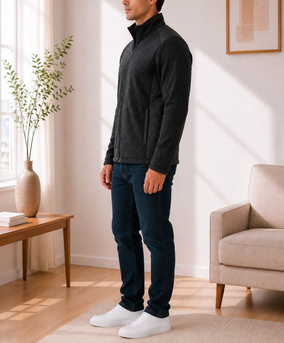 Men's High Neck Black Lined Jersey - StylePhase SA