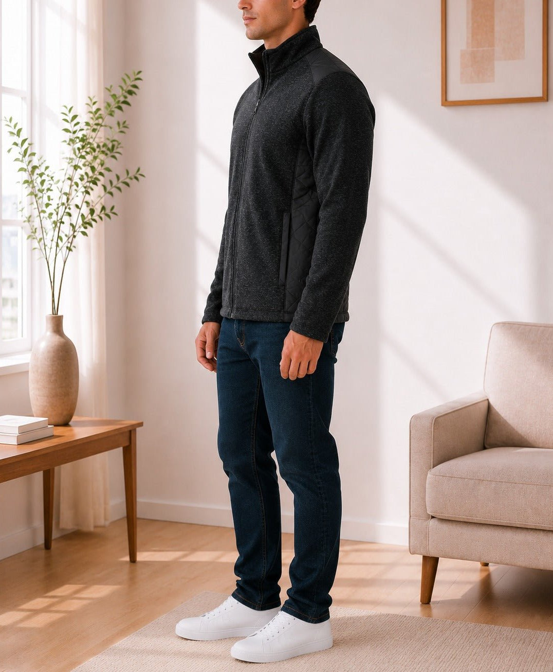 Men's High Neck Black Lined Jersey - StylePhase SA