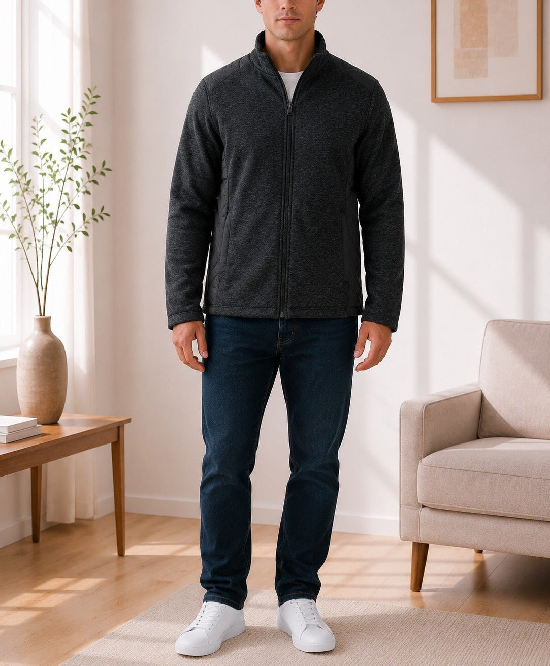 Men's High Neck Black Lined Jersey - StylePhase SA