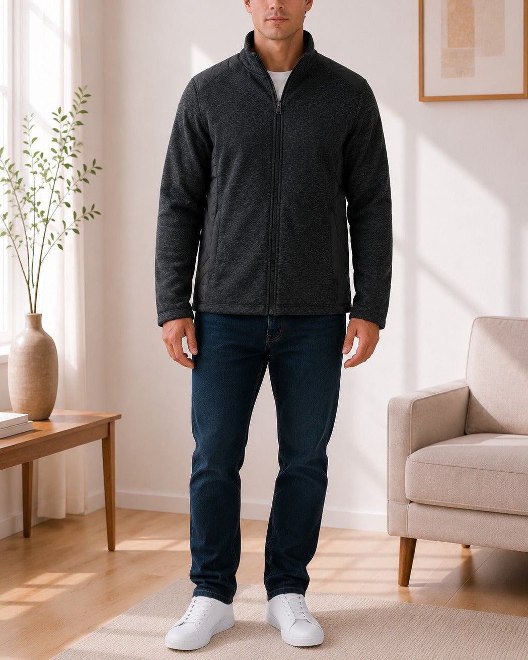 Men's High Neck Black Lined Jersey - StylePhase SA