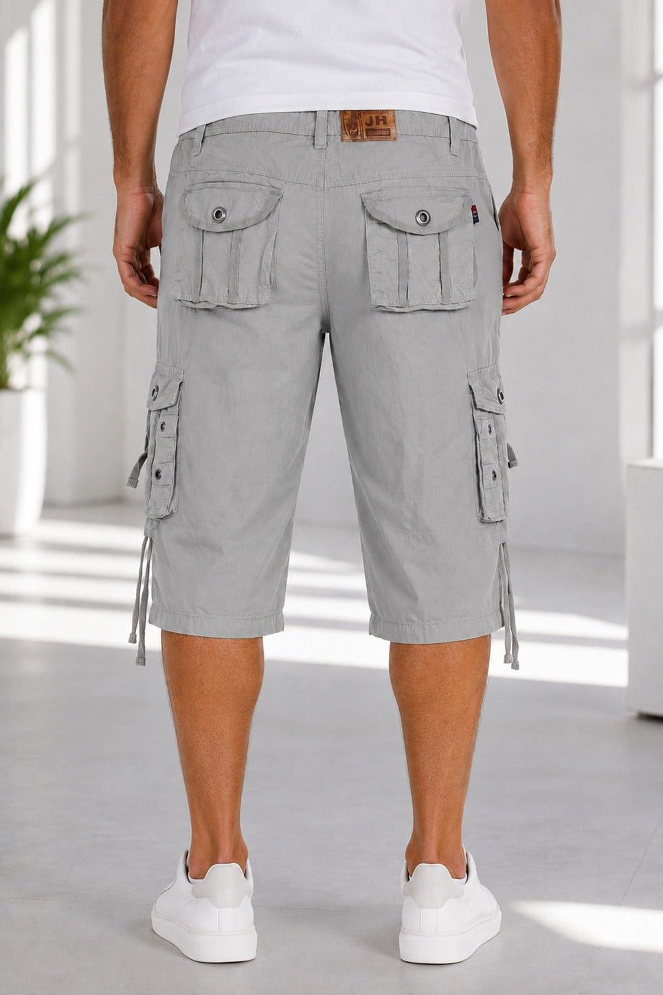 Men's Khaki Multi-Pocket 3/4 Cargo Shorts - StylePhase SA