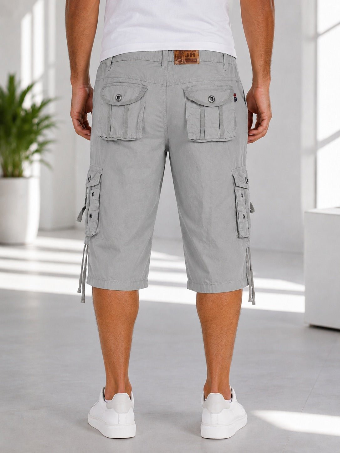 Men's Khaki Multi-Pocket 3/4 Cargo Shorts - StylePhase SA