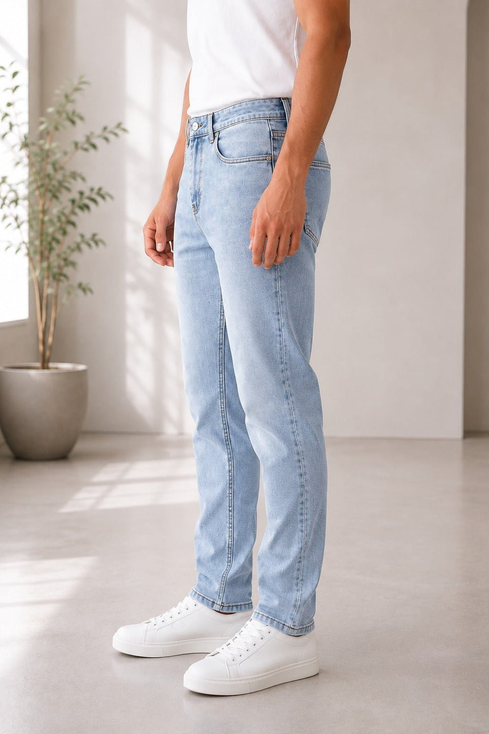 Mens Light Blue Slim Fit Denim Jeans - StylePhase SA