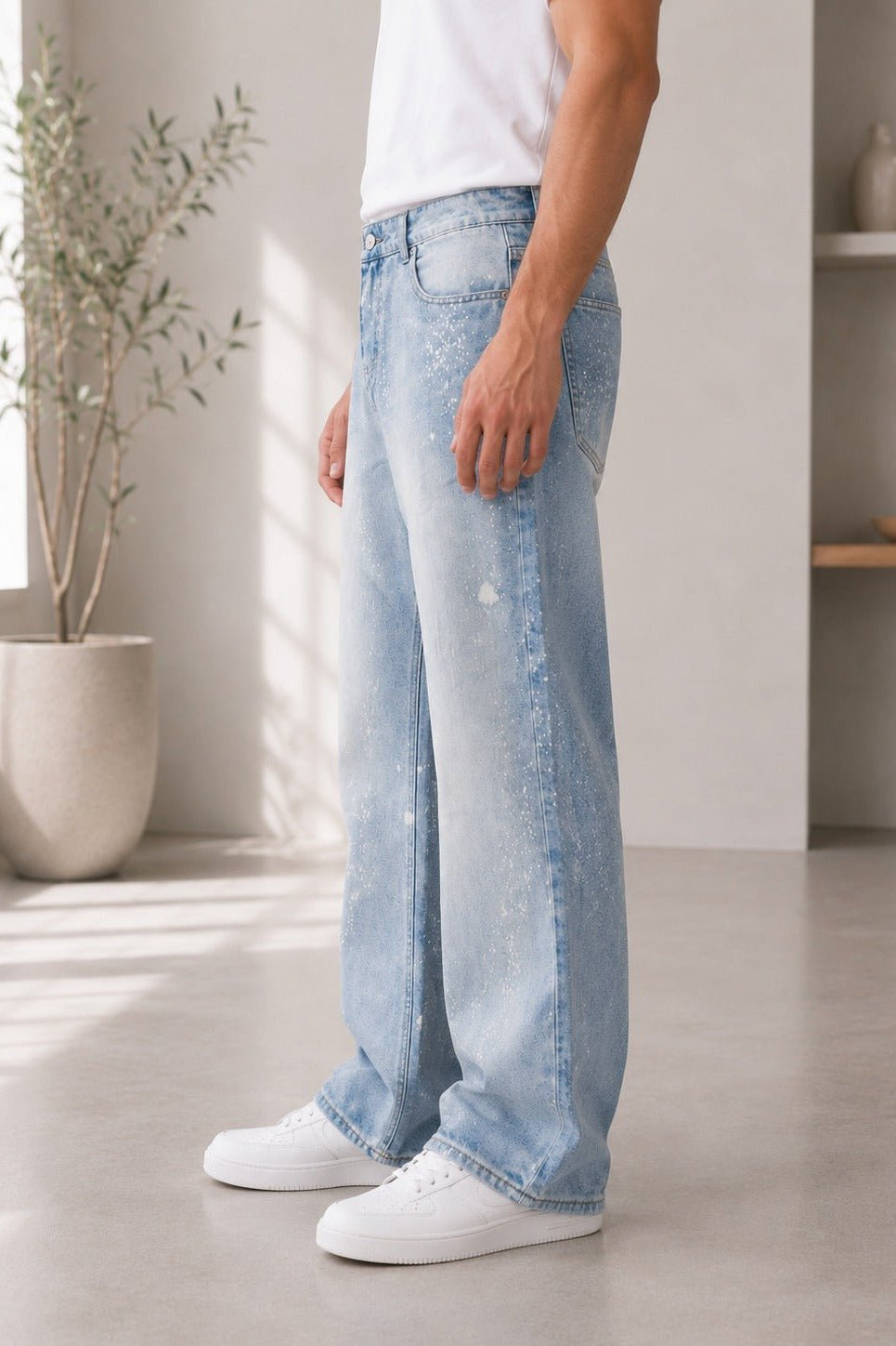 Men's Light Wash Denim Baggy Jeans - StylePhase SA