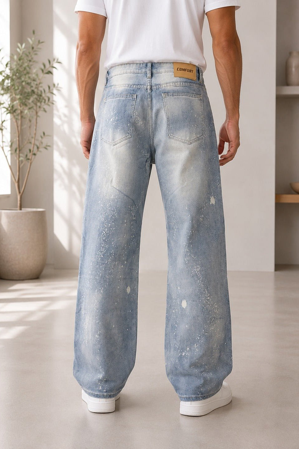 Men's Light Wash Denim Baggy Jeans - StylePhase SA