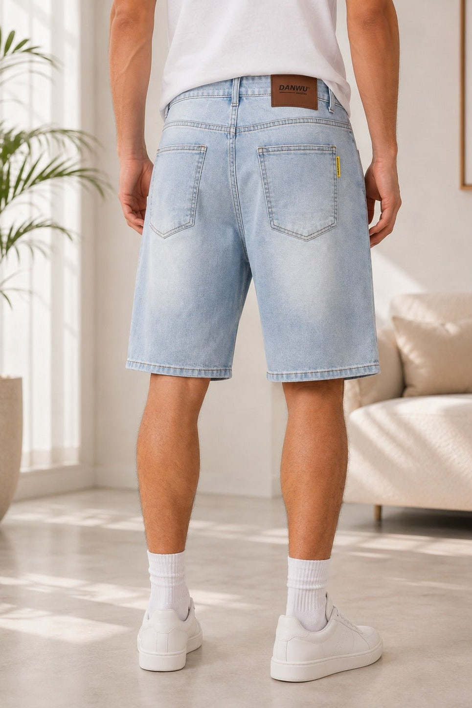 Men's Light Wash Knee Length Denim Shorts - StylePhase SA
