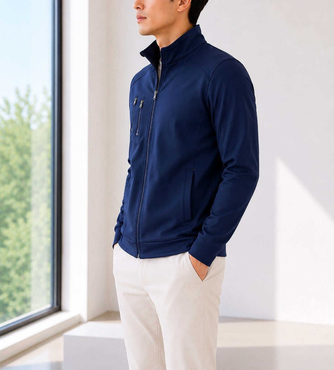Mens Navy Double Chest Zip Jacket – StylePhase SA