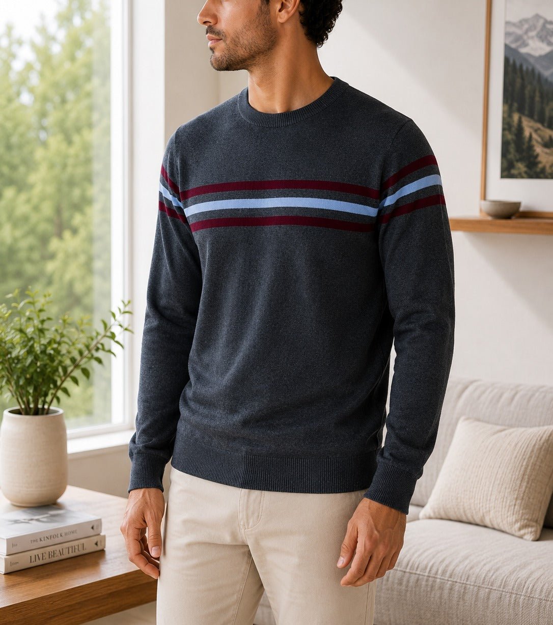 Men's Navy Stripe Knit Jersey - StylePhase SA